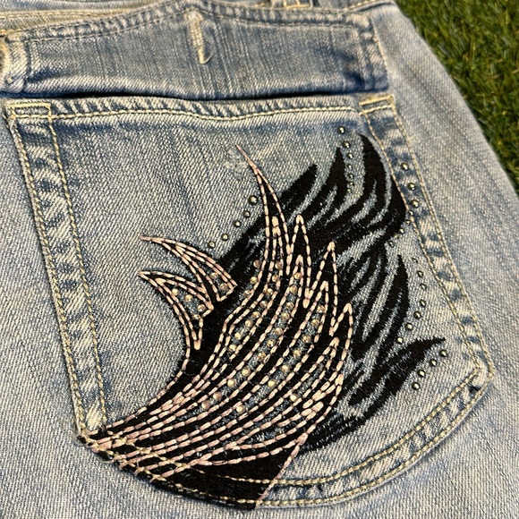Wmns Vintage Harley Davidson Biker Denim Jeans - Picture 8 of 8